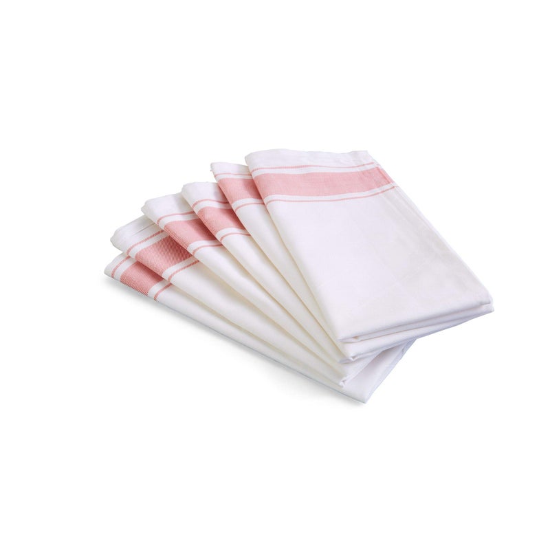 Kozy Kitchen Bistro Stripe Napkins, 100% Cotton 20-Inch by 20-Inch Napkin, Pink Stripe Cloth Napkin (Pink, 6) - Image 1